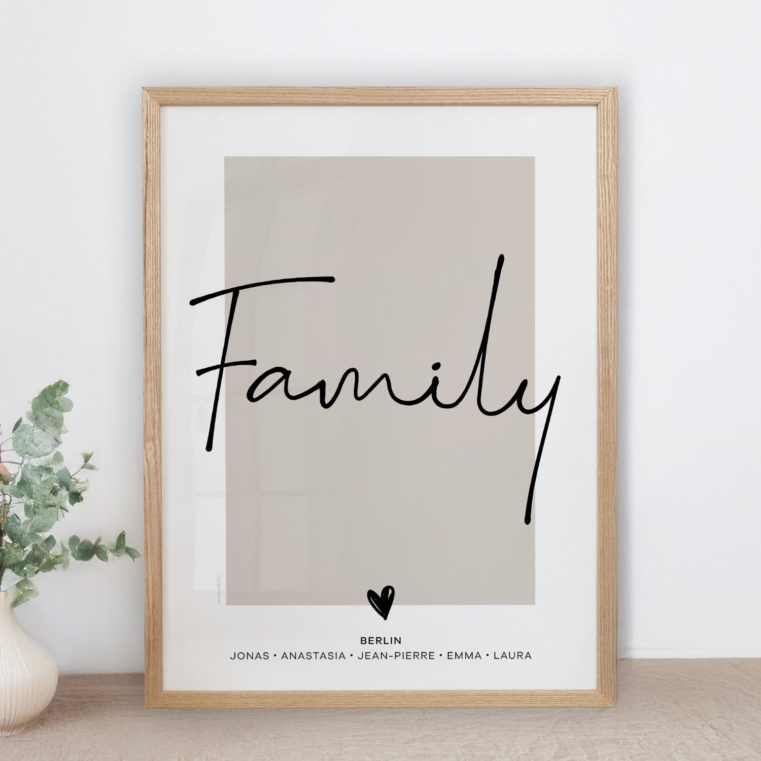 Personalisiertes Familienposter – Line Art Illustration mit Eltern und Kindern in minimalistischem Stil, individuelles Wandbild als liebevolles Geschenk für Zuhause