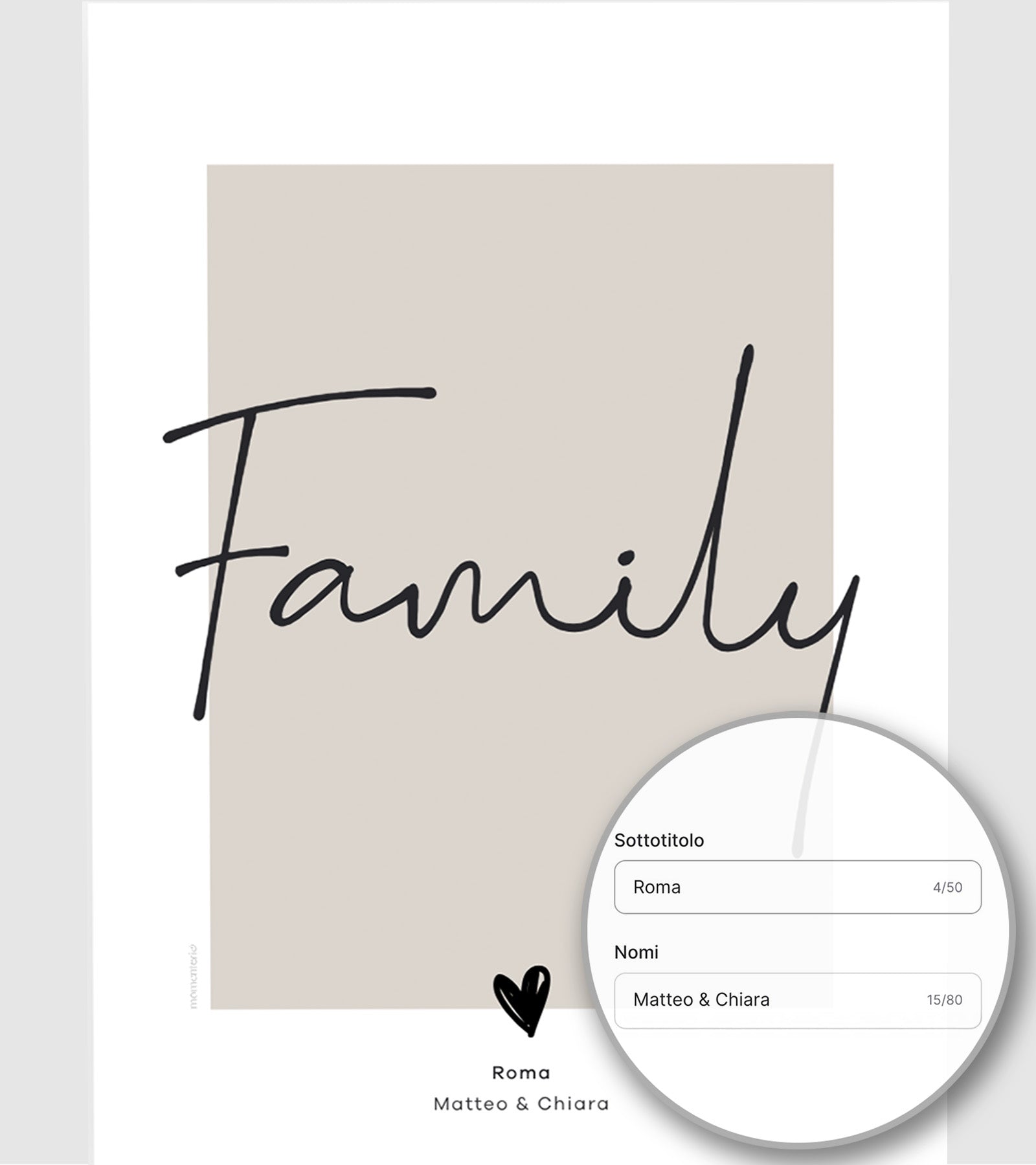 Poster famiglia personalizzato – illustrazione minimalista in stile line art come regalo unico e decorazione da parete per la casa
