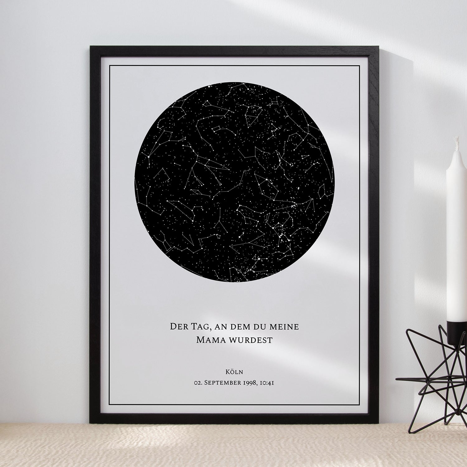 Personalisiertes Sternkarten-Poster zum Muttertag – Sternenhimmel eines besonderen Moments mit Widmung als individuelles Geschenk für Mama